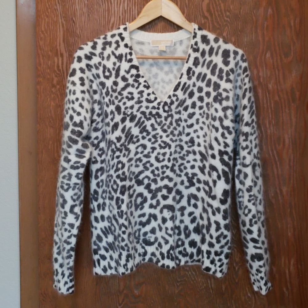 Michael Kors angora rabbit hair v-neck sweater